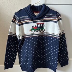 NEW Gymboree Boys’ “Family Celebrations” Train Sweater – Size 10 (Tidal Blue)
